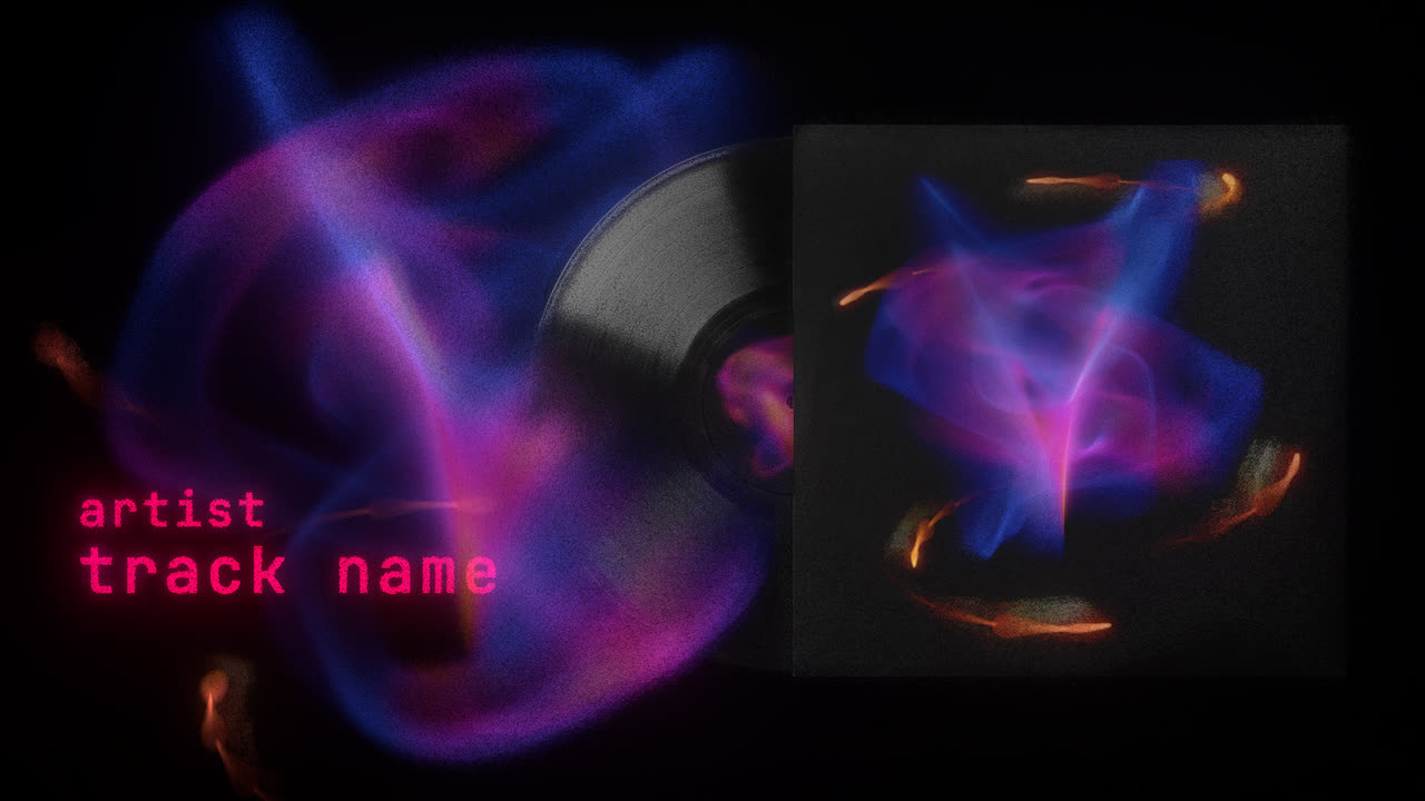 A record sleeve with Curl Flow visuals on the cover, next to the same visuals carrying the artist and track name